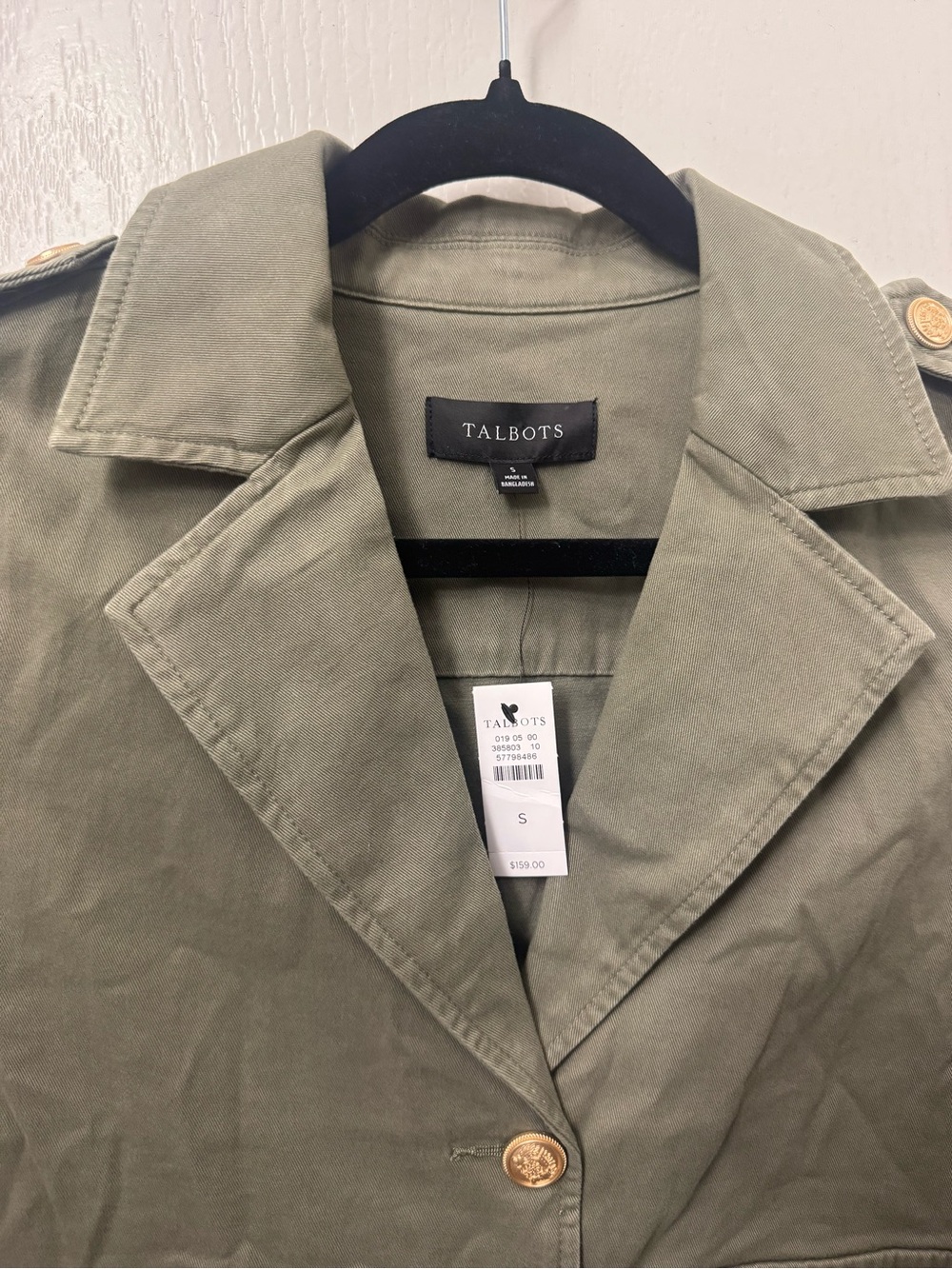 Talbots Olive Green Utility Jacket with Gold Buttons - Picture 5 of 5